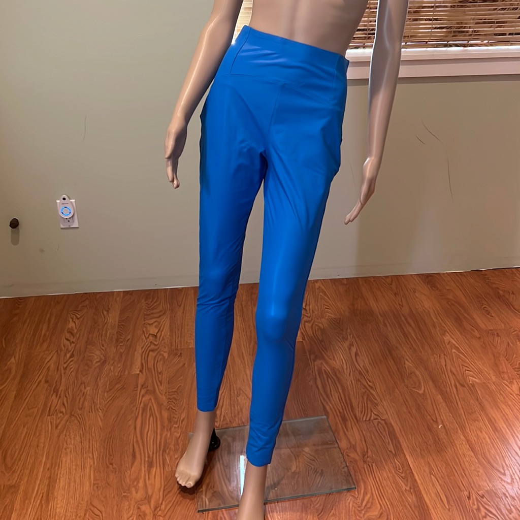 Akira Faux Leather Leggings In Blue Size L
